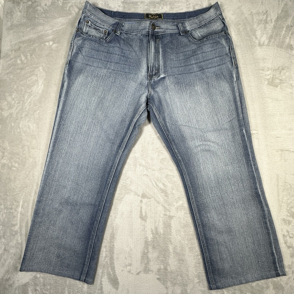 Halifax Jeans Mens 44x32 Straight Leg Flap Pocket Medium Wash Stretch Denim Pant